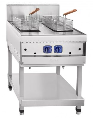 Газовая фритюрница кухонная Abat ГФК-90.2П, 2 корзины 507х190х105 мм, 900 серия, 641х911х1053 мм, вся нерж.