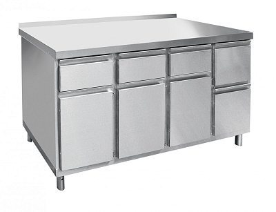 Стол для кофемашины Abat СКМ-7-2, 1400x700x860, 1 откидн. ящик, 4 шкаф, вся нерж