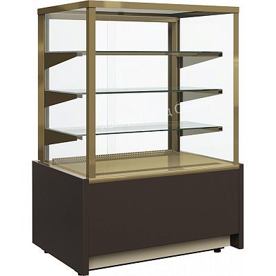 Витрина холодильная Carboma KC70 VH 1,3-1 LIGHT Chocolate 9006-9005 (ВХСв-1,3д Cube ТЕХНО для шоколада)
