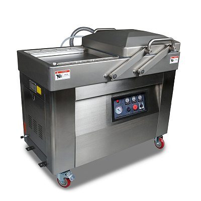 Вакуум-упаковочная машина HUALIAN DZQ-610/2SA (HVC-610S/2A-G), напольная двухкамерная, с обрезкой края пакета